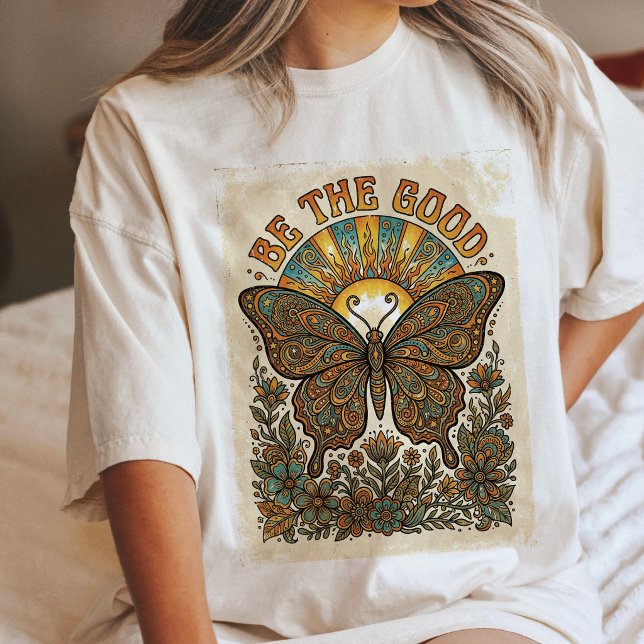 Camiseta Estética Hippie Sol Retro Borboleta Boho (Criador carregado)