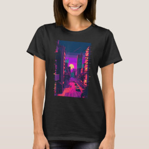 Camiseta Estética Indie da Cidade Japonesa Glitch 80s 90s V