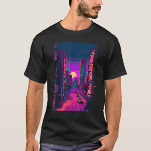 Camiseta Estética Indie de Cidade Japonesa Glitch 80s 90s V