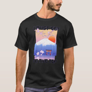 Camiseta Estética Japonesa Eu Devo Chegar ao Topo Cereja