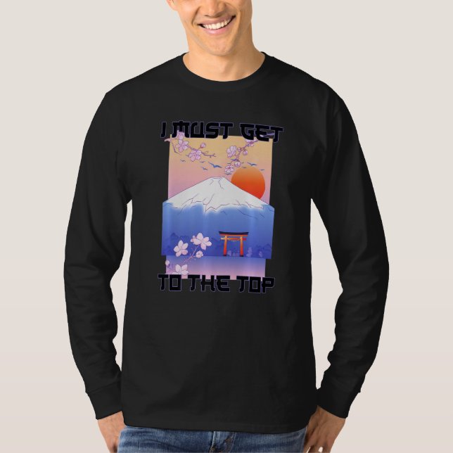 Camiseta Estética Japonesa  Eu Devo Chegar ao Topo  Cereja (Frente)