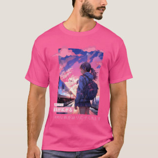 Camiseta Estética Japonesa Paisagem Rural Garota Kawaii Vap