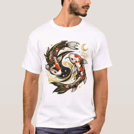 Camiseta Estética Japonesa Peixe Koi Yin Yang