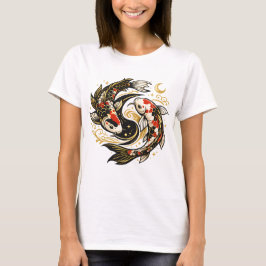 Camiseta Estética Japonesa Peixe Koi Yin Yang