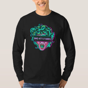 Camiseta Estética Medusa Cobra Cabeça Má Atitudes Gorgon