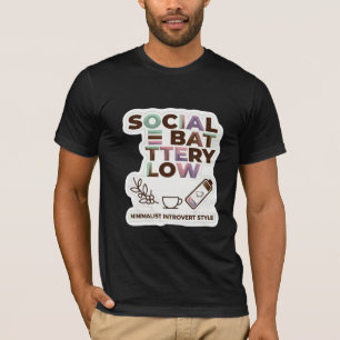 Camiseta Estética Minimalista Bateria Social Baixa Divertid