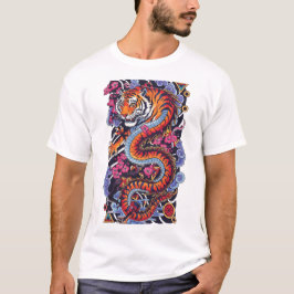 Camiseta Estética Quimera do Tigre Dragão Japonês