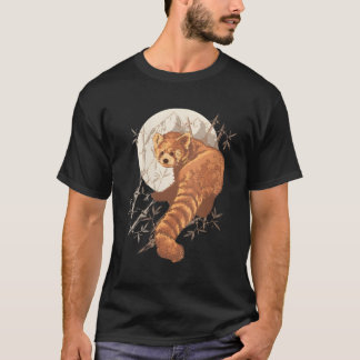Camiseta Estética Red Panda Com Bamboos