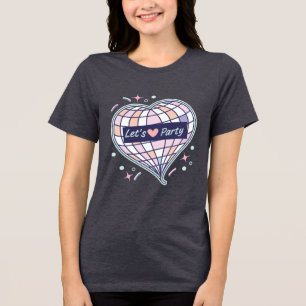Camiseta Estética Retro Disco Heart Let's Party