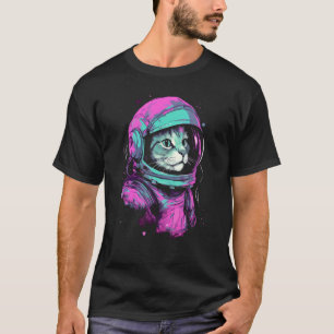 Camiseta Estética Retro Gato Galáxia Espacial  Astronauta L
