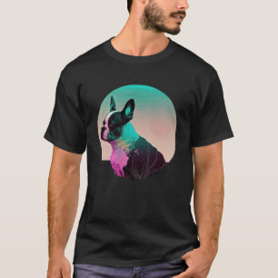 Camiseta Estética Retrowave de Boston Terrier Vaporwave