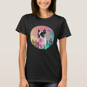 Camiseta Estética Retrowave de Boston Terrier Vaporwave 1