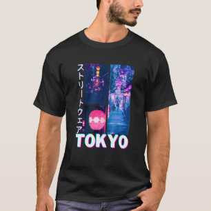 Camiseta Estética Streetwear de Tóquio Cyberpunk com Falhas