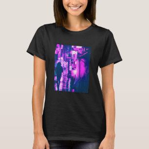 Camiseta Estética Streetwear de Tóquio Cyberpunk com Falhas