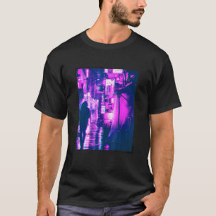 Camiseta Estética Streetwear de Tóquio Cyberpunk com Falhas