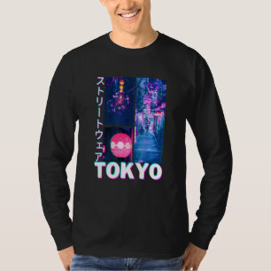 Camiseta Estética Streetwear de Tóquio Cyberpunk Glitch Jap