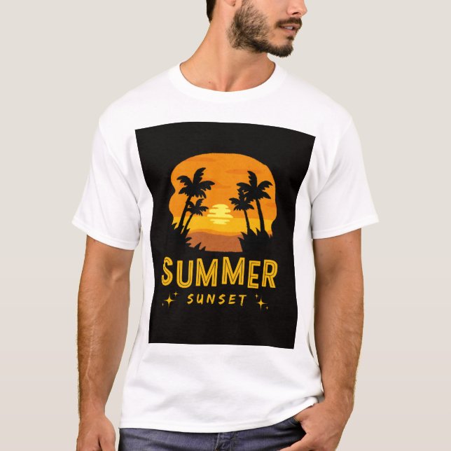 Camiseta Estética Summer Sunset | Praia Tropical Vibrante (Frente)