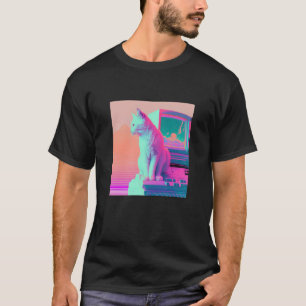 Camiseta Estética Vaperwave Gato Glitch Retrowave Synthwave
