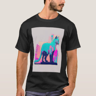 Camiseta Estética Vaperwave Gato Glitch Retrowave Synthwave