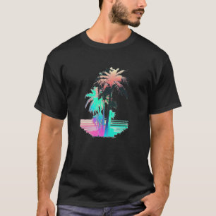 Camiseta Estética Vaperwave Glitch Palmeira Retrowave Synth