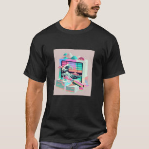 Camiseta Estética Vaperwave Glitch Sushi Retrowave Synthwa