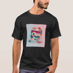 Camiseta Estética Vaperwave Glitch Sushi Retrowave Synthwa