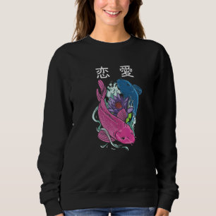 Camiseta Estética Vaporwave 恋愛 Peixe Koi Yin e Yang