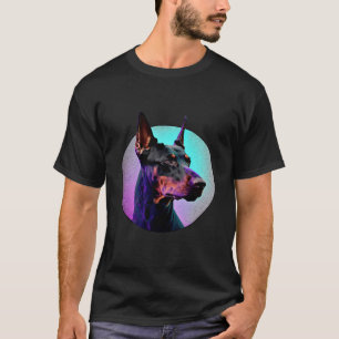 Camiseta Estética Vaporwave Retrowave Doberman Pinscher