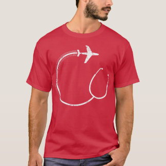 Camiseta Estetoscópio Avião Enfermeira Viajante Enfermeira