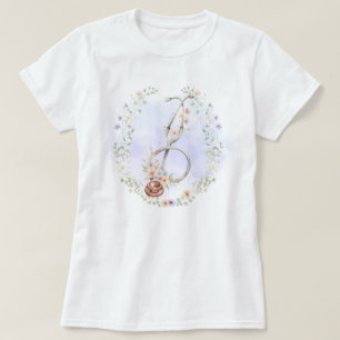 Camiseta Estetoscópio com Grinalda Floral Roxa