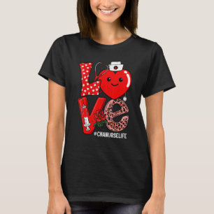 Camiseta Estetoscópio Coração de Amor Fofo CNA Enfermeira V