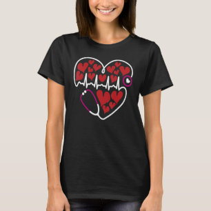 Camiseta Estetoscópio Coração Enfermeira Dia dos Namorados