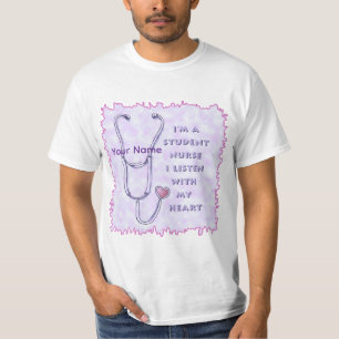 Camiseta Estetoscópio Coração Estudante de Enfermagem