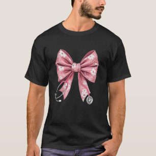Camiseta Estetoscópio de Enfermeira de Páscoa com Laço Coqu