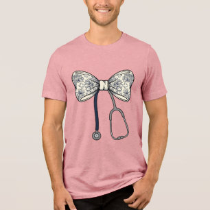 Camiseta Estetoscópio de Laço de Enfermeira Vintage Design