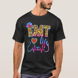Camiseta Estetoscópio de Vida de EMT com Tie Dye de Leopard