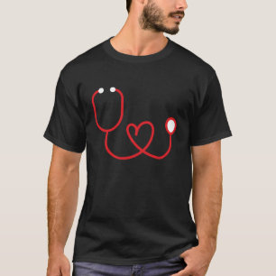 Camiseta Estetoscópio em Forma de Coração Amor Vida de Enfe