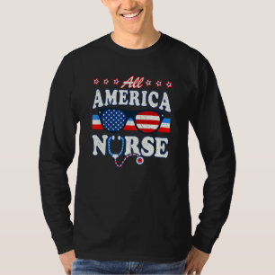 Camiseta Estetoscópio Enfermeiro Americano Indicador Médico
