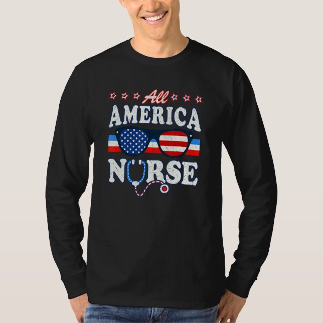 Camiseta Estetoscópio Enfermeiro Americano Indicador Médico (Frente)