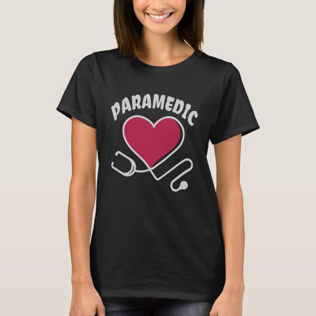 Camiseta Estetoscópio paramédico com coração (Frente)