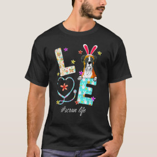 Camiseta Estetoscópio Vida de Escovação Enfermeira Boxer Cã