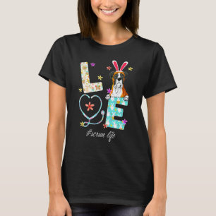Camiseta Estetoscópio Vida de Limpeza Enfermeira Boxer Cão