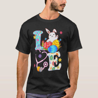 Camiseta Estetoscópio Vida de Limpeza Enfermeira Bunny Dia 