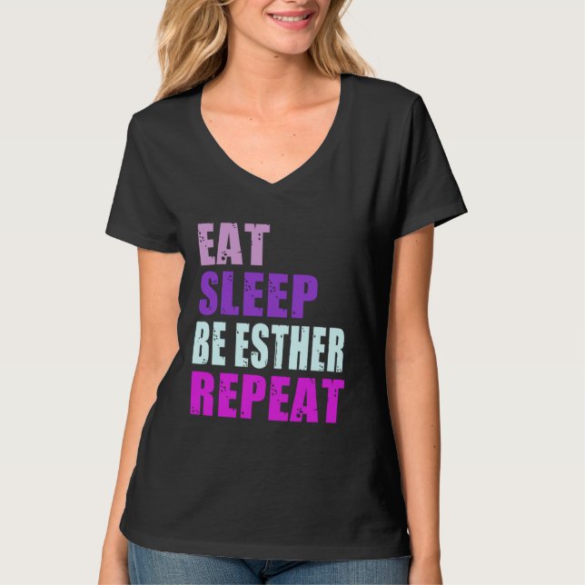 Camiseta Esther Eat Sleep Be Repeat Esther (Frente)