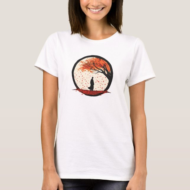 Camiseta Estilidade Círculo Zen Folhas de outono (Frente)