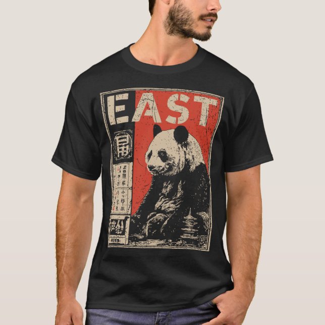 Camiseta Estilidade Oriental - Estudo Panda com Ideograma (Frente)
