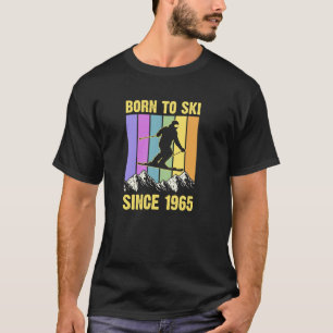 Camiseta Estilo 70 Montanha Nascer Para Esquiar Desde 1965