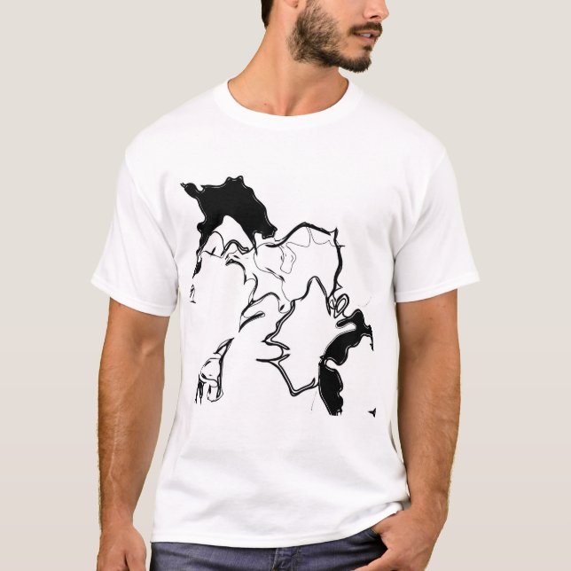 Camiseta Estilo abstrato preto e branco (Frente)