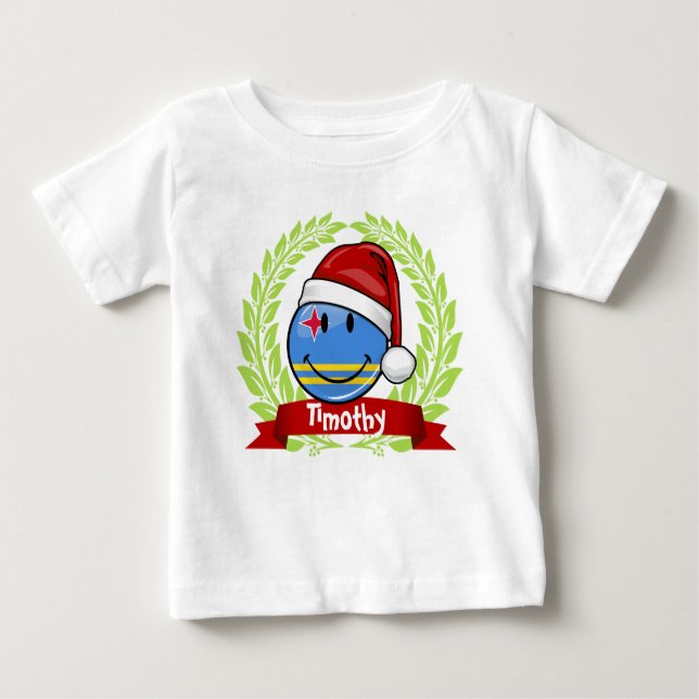 Camiseta Estilo alegre do Natal da bandeira de Aruba (Frente)