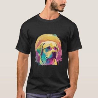 Camiseta Estilo Amarelo Labrador Synthwave 80s Estética